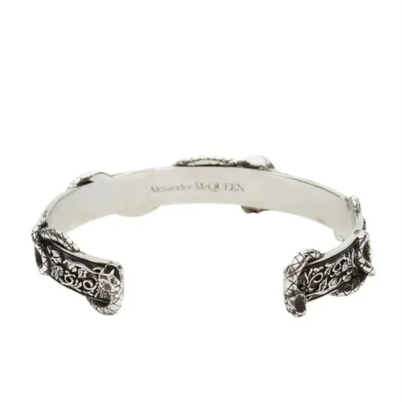 Alexander McQueen Skull and Snake Bracelet 'Antique Silver' - Picture 3 of 7